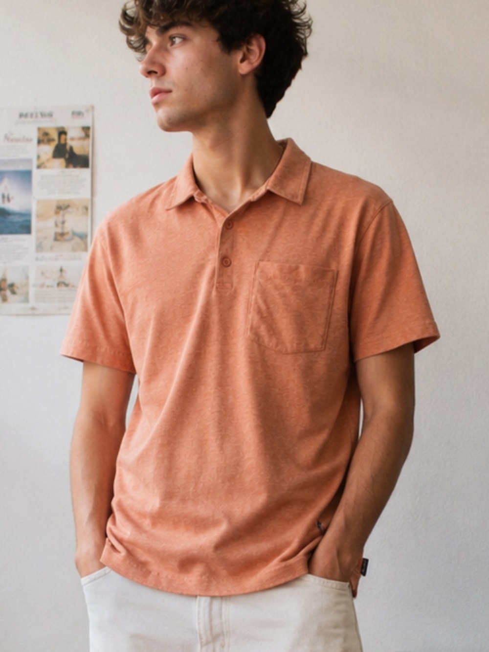 Patagonia Men’s Pocket Polo Shirt Toasted Peach Organic Cotton Small